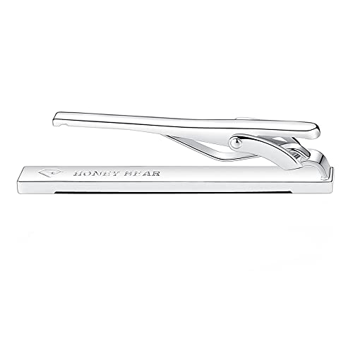 HONEY BEAR Silver Black Rectangle Cufflinks Tie Clips Set for Men Wedding | Business, Tarnish-Resistant, Steel-Plated Copper Base, Gift Box, for Groomsmen, Father, Husband, Anniversary, Formal Events