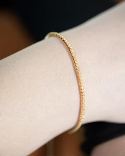 Timeless 18K Gold Vermeil Bracelet for Women, Hypoallergenic Nickel-Free Charm, Durable Everyday Jewelry Gift Tarnish-Resistant - style: Audrey Diamond Cubed Bracelet