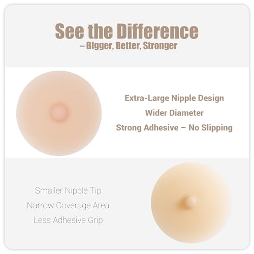Reusable Nipple Covers with Piercing-Like Jewelry, Invisible Silicone Pasties for Women Nipple Covers for Party - color: Large Nipple