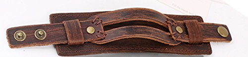 Leather Bracelet for Men Braided Stainless Steel Mens Bracelets - color: Brown 2
