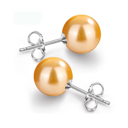 10/12mm Ocean Shell Pearl Stud Earrings Multicolor Shell Beads Pearl Stud Earrings Fashion Jewelry for Women - color: 12MM Yellow