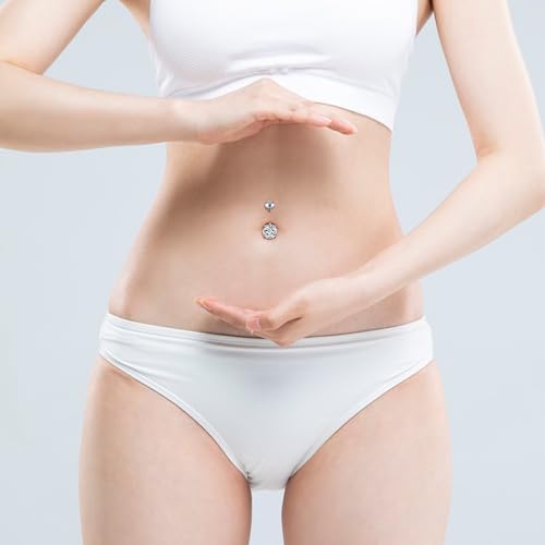 D.Bella 14G Stainless Steel Belly Button Rings 10mm 3/8" Barbell Belly Navel Rings Piercing for Women - style: Style B