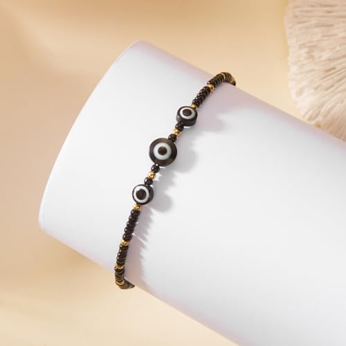 Starfish Mermaid Anklets Bracelets for Women Waterproof Gold Beaded Seashell Starfish Anklets Bohemian Summer Surf Stackable Anklet Bracelet Hawaiian Mermaid Jewelry Outfits for Women - style: Black Lapis Lazuli