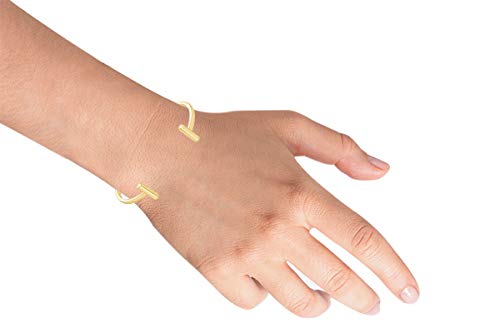14k Gold Plated 925 Sterling Silver Plain Cuff Adjustable Bracelet For Women Valentine's Day Gift For Her