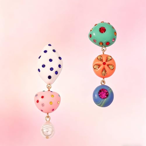 Candy Color Asymmetrical Acrylic Dangle Earrings Fun Statement Trendy Aesthetic Lightweight Jewelry for Women