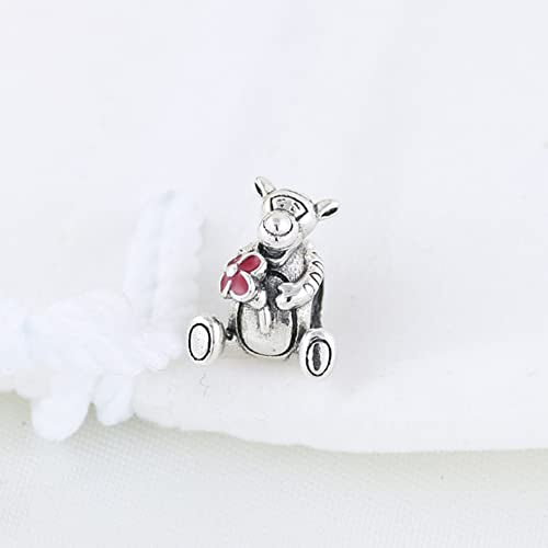 Jewelry Love Heart Charms for Women Bracelets and Necklaces | 925 Sterling Silver,Mother's Day Birthday Christmas - color: Red Flower Tigger Charm