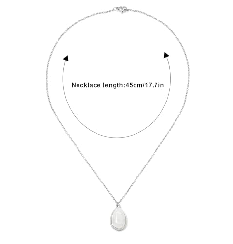 Stone Pendant Necklaces Gemstone Dangle Necklace 18K Gold Plated Teardrop Pendant Necklace for Women - color: White Silver