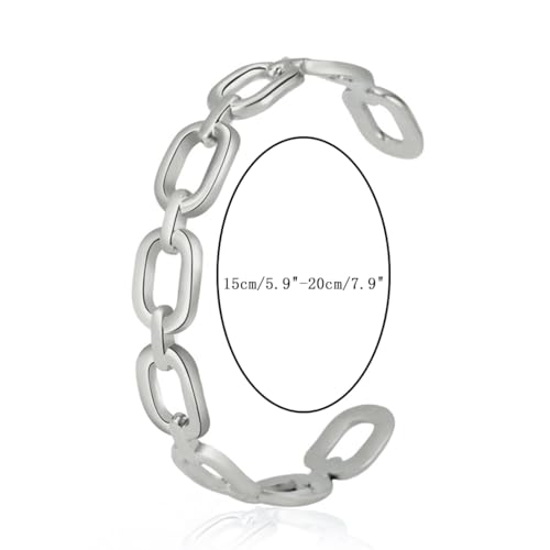 Womens Cuff Bracelets Heart Open Bangle Jewelry - color: Square Silver