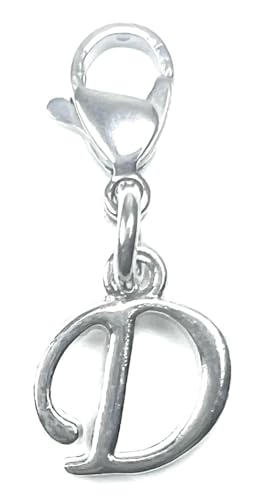 Initial Italic Cursive Stainless Steel Clasp Clip on Charm Graduation Cap Tassel Event Party Invitation Card Baby Shower Birthday Thank You Celebration Personalized Congratulations Choice of 26 Letters - style: Letter D