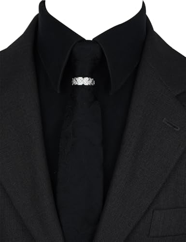 Sparkling Crystal Men's Neck Tie Ring Tie Clasp Necktie Clips Holder Tie Accessories with Box for Wedding Jewelry Gift - style: Silver Clips with Rhombus Pattern