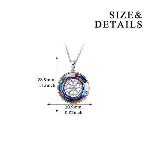 AOBOCO 2026 Graduation Gifts 925 Sterling Silver Compass Pendant Necklace High School College Graduation Jewelry Gifts for Women Daughter - style: Sterling Silver Pendant Necklace with Color-changed Crystal Compass Design