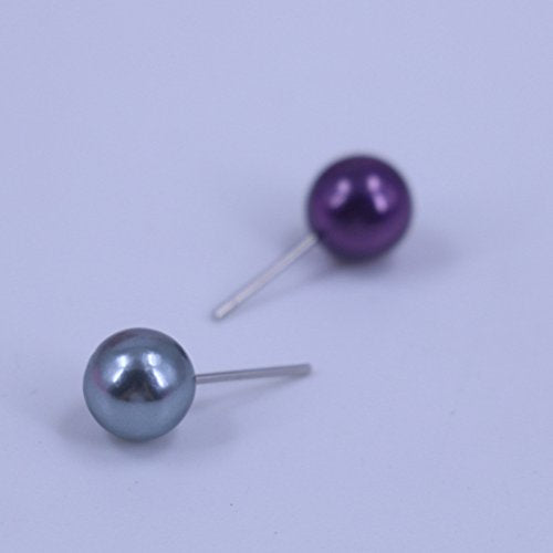 36 Pairs Ear Studs Stainless Steel Colourful Cute Faux Pearls Earrings Gift