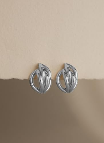 Gold Chunky Earrings for Women Trendy, 14K Gold Plated Dainty Kont Earrings Statement Minimalist Hypoallergenic Stud Earrings - color: Anita & Silver