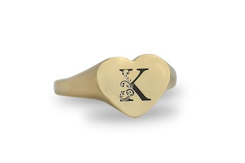 Personalized Initial's Signet Ring - Engraved Name Ring - Heart Shaped Ring - Cute Ring - Perfect For Her