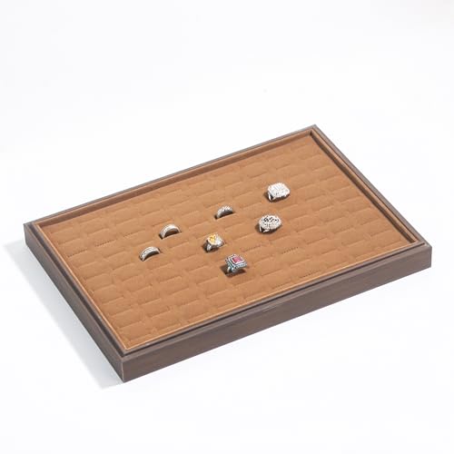 Wood Jewelry Organizer Tray, Rings Display (Brown, 2Pc, Rings) | Stackable Jewelry Display, Rings Holder, Rings Organizer, Rings Tray, Earrings Organizer - size: Rings+Rings