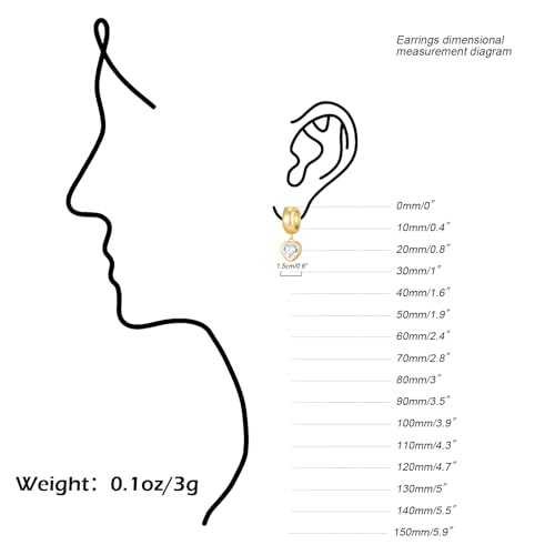 Gold Huggie Earrings for Women Chunky Hoop with Heart Crystal Dangle 14K Gold Plated Statement Drop Earrings Trendy Jewelry for Her