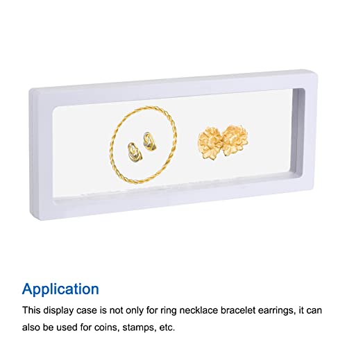 MECCANIXITY Floating Frame Display Holder Stand 3D Jewelry Display Box 9.06 x 3.54 x 0.79 inch White for Ring Necklace Bracelet Earring Pack of 2 - color: White, size: 9.06 x 3.54 x 0.79 inch
