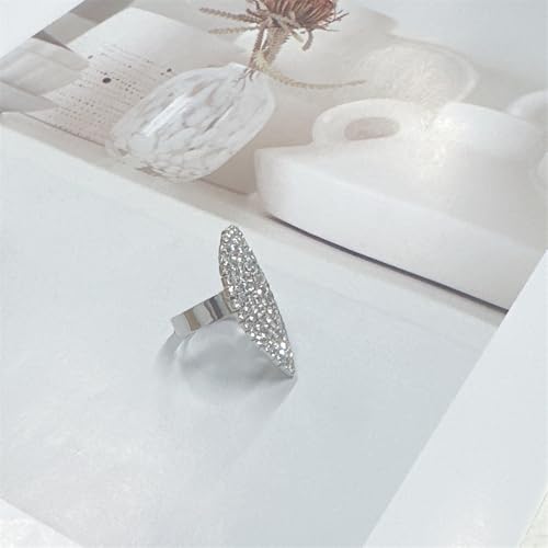 Cubic Zirconia Waterdrop Wrap Finger Rings for Women Luxury Shiny Rhinestone Crystal Teardrop Shape Adjustable Stacking Open Ring Statement Promsie Band Comfort Fit Fashion Wedding Party Prom Jewelry