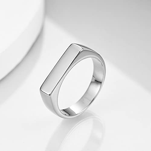 VQYSKO 14K Gold Plated Signet Ring | Statement Band Jewelry for Women - color: Rectangle Silver