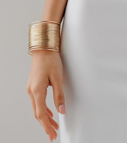 RIOSO 4 Pcs Cuff Bracelets for Women Statement Thick Chunky Cuffs Bangle Bracelet