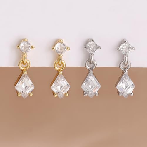 Crystal Drop Dangle Earrings Gold Silver Sparkling CZ Teardrop Earrings Elegant Lightweight Jewelry - color: Silver