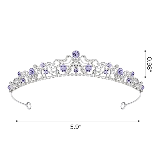 SWEETV Wedding Tiaras and Crowns, Rhinestone Bridal Crown Princess Tiara Headpieces for Women - color: Purple