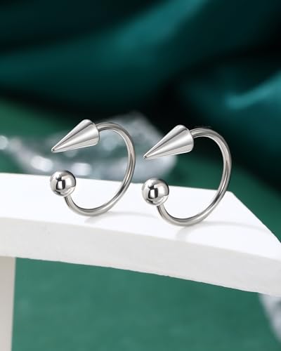 G23 Titanium Lip Rings Surgical Steel Snake Bite Lip Jewelry 16g Spike Labret Rings 8mm 10mm 12mm Horseshoe Conch Hoop Earrings 16 Gauge Conch Piercing Jewelry - size: 12mm+2 pieces