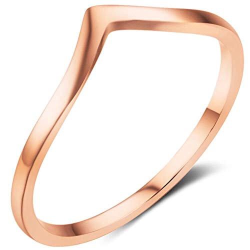 Jude Jewelers Stainless Steel Pointed Chevron Classical Simple Plain Statement Promise Ring - color: Rose Gold