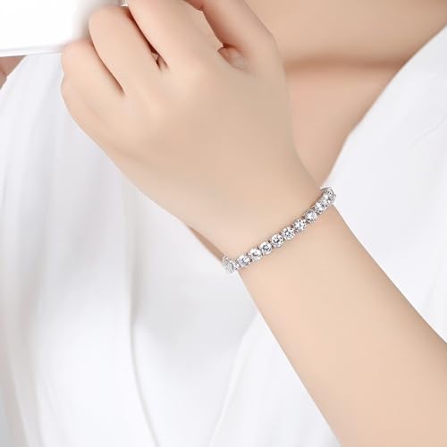Stainless Steel None Tarnish Tennis Bracelet set with Round Cut Infinite Cubic Zirconia CZ - style: Stone: 4mm