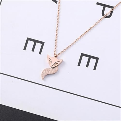 925 Sterling Silver Necklace for Women Trendy, Charming Layered Necklace with Cubic Zirconia Pendant for Her Womens Dainty Diamond Choker Necklaces Holiday Jewelry Gifts for Mom Wife Daughter Lover - color: Fox Necklace-Gold04