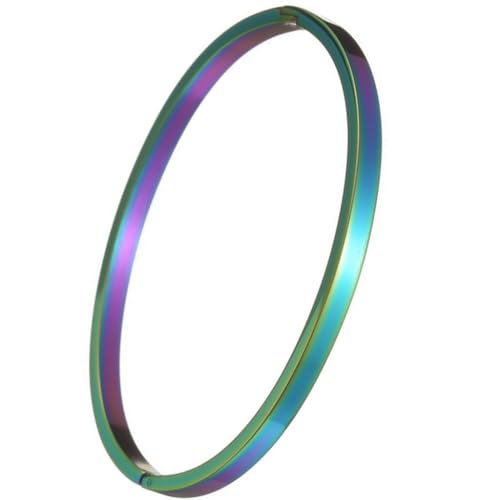 Jude Jewelers 4mm Width Stainless Steel Classic Simple Plain Open Clasp Bangle Bracelet - color: Rainbow
