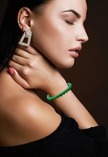 AD Beads Handmade Gemstone Stretch Elastic Bracelet Crystal Healing Reiki Nature's Beauty and Spiritual Essence Unisex (10mm, Green Jade (Heart Opening)) - color: Green Jade (Heart Opening), size: 10mm