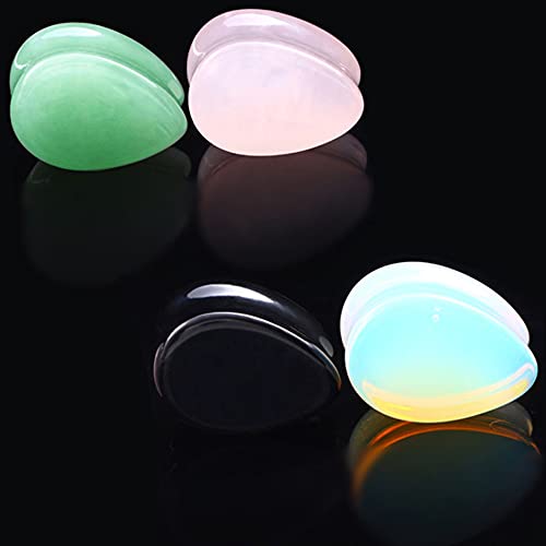 2 Pcs Stone Ear Gauges Earrings Teardrop Shape Stone Ear Gauges Plugs Jewelry 6mm(2g) - color: StyleF, size: 16mm(5/8")