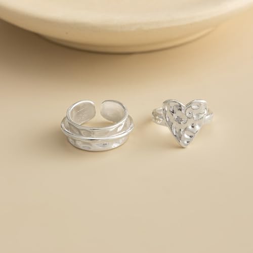 MIFYNN Chunky Gold Rings for Women Non Tarnish Thick Gold Heart Knuckle Thumb Finger Rings Birthday Valentine's Day Gifts for Girlfriend Wife - color: E