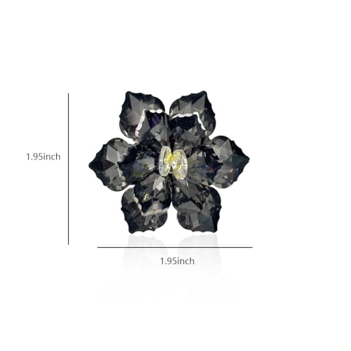 Crystal Flower Brooch Pin for Women Dress Suit Bag Hat Broochs Pins Christmas Brooch Pin Wedding Party Birthday Dance Jewelry Accessories - color: Black Flower Brooch pin