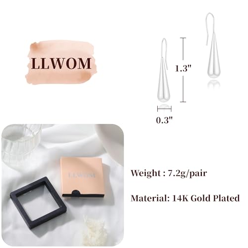 LLWOM Earrings for Women - 14K Gold Plated CZ Teardrop Dangle Earrings | Dangling Earrings for Women Trendy, Hypoallergenic Jewelry Gift for Wedding/Party/Prom/Daily, Elegant Drop Earring Stud - color: Silver Teardrop