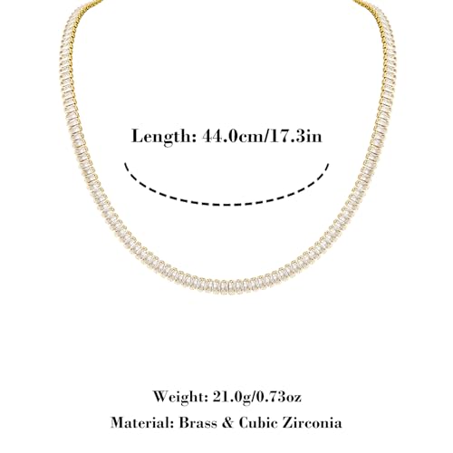 HZMAN Crystal Necklace Bracelet Jewelry Set for Women Dainty Rhinestone Choker Necklace Tennis Bracelet Cubic Zirconia Bridal Wedding Jewelry - color: Gold