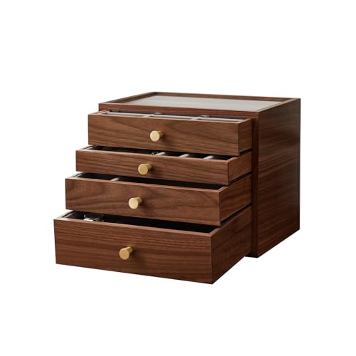 Black Walnut Jewelry Organizer, 4 Layer | Wooden Jewelry Box, For Women, For Necklaces Ring Earring - size: 4 Layer