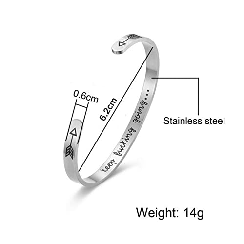 Inspirational Open Bracelet Cuff for Women Men Engraved Keep Fucking Going Bracelet Bangle Stainless Steel Arrow Bracelet Fashion Wristband Jewelry - color: H:Rose Gold/Best Bitches