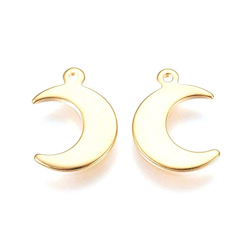Mega Pet 100pcs Stainless Steel Moon Pendants Charms Golden Crescent Moon Jewelry Charms DIY Accessories for Bracelets Necklaces Jewerly Making - size: 15.5x11x1mm#Moon