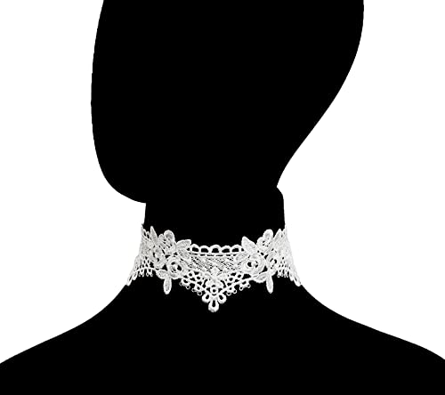 LINKY 10pcs White Lace Choker Necklace Women Jewelry Set - color: Silver