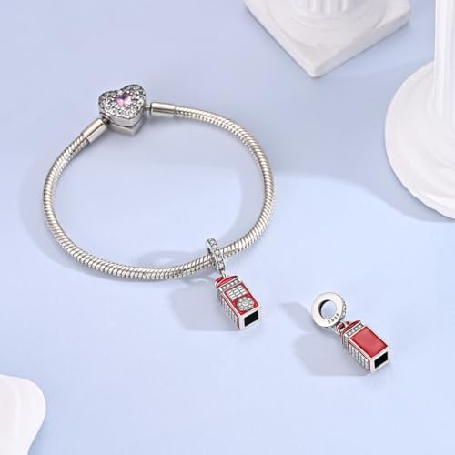 14K Gold Plated Charms for Bracelets Necklace Star Moon Cross Beads Woman | 925 Sterling Silver Charms Butterfly Cute Cat Dog Evil Eye Lucky Bracelet Beads Aesthetic Peandant Jewelry Gift for Mom - color: red 1