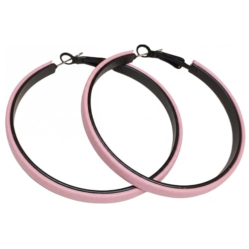 Hoop Earrings for Women Leather Hoop Earrings-Medium/Large Hoops-Lightweight hoop - color: Pink