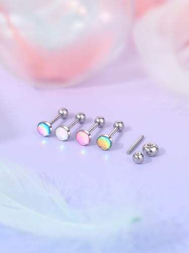 Aumeo 5PCS 14G Tongue Rings - Surgical Steel Tongue Piercing Barbell Jewelry for Men and Women - size: Bar Length: 12mm