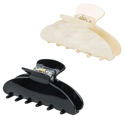 2 Pcs Hair Claw Clips for Women Non-slip Hair Clip Hair Accessories | Acrylic Claw Clips, Thick Hair, Cute Hair Clip, Ideal Gifts - color: Black and White