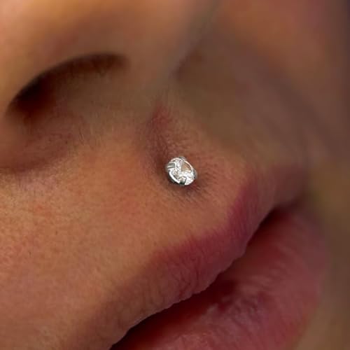 Incaton 18G Hypoallergenic Flat Back Stud Earrings, 316L Surgical Steel Internal Thread CZ Stud for Helix Tragus Cartilage Conch Nose Lip Rings Labret Piercing Jewelry For Women Gold/Silver Pack - color: GOLD