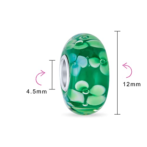 Bling Jewelry .925 Sterling Silver Murano Glass Floral Blue Green Pink Red Black White Flower Spacer Charm Bead For Women Teen for Bracelet - color: Green Set