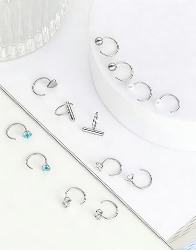 Akeoqi Stay Close Huggie Half Hoop Earrings Stainless Steel Backless Cartilage Helix Small Earring Hoops Pearl Star Heart Colourful CZ Open Huggie Piercing Sleep Friendly Poke Free Gold Silver Plated - color: Silver