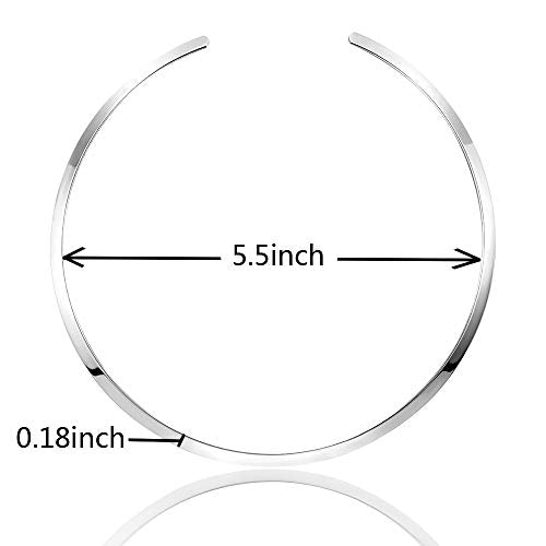 Women's Statement Choker Necklace Exquisite Round Collar Necklace Jewelry In High Polished Round Thin Choker Necklace Jewelry - color: Silver Open