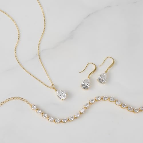 SWEETV Bridal Wedding Jewelry Set for Brides,Teardrop Bridesmaids Jewelry Set - color: S02 Gold